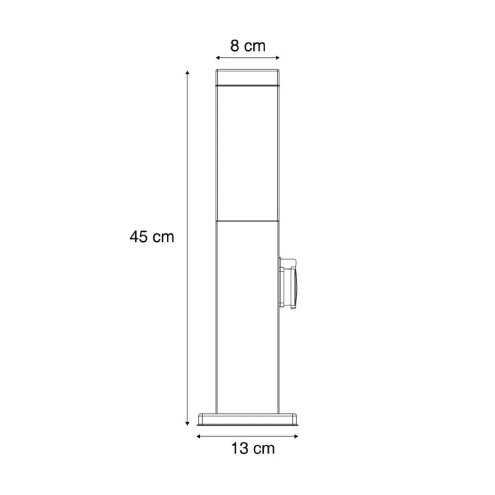 QAZQA Buitenlamp donkergrijs met opaal glas 45cm IP44 met stopcontact