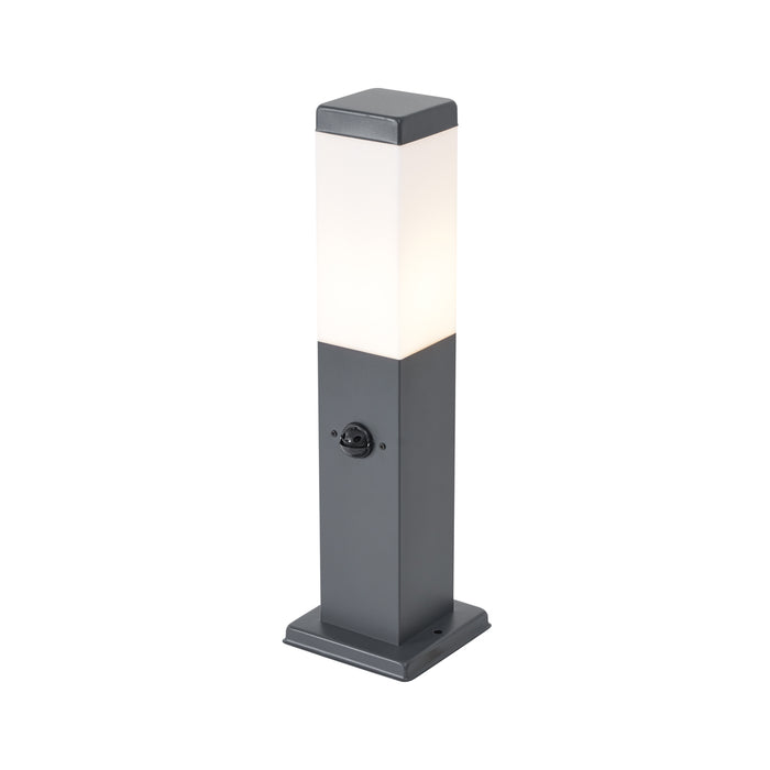 QAZQA Buitenlamp donkergrijs met opaal glas 45cm IP44 met stopcontact