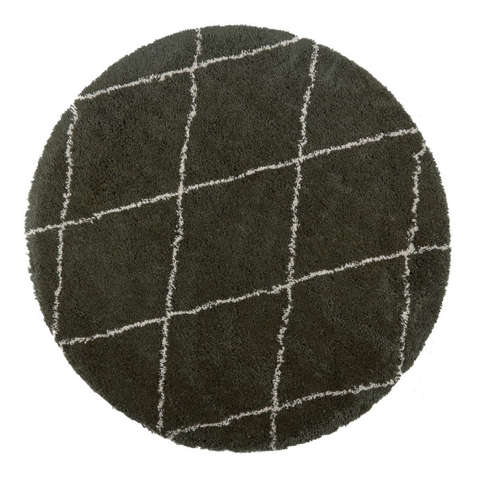 Interieur05 Vloerkleed Berber Kriskros Groen|Wit Rond 240cm
