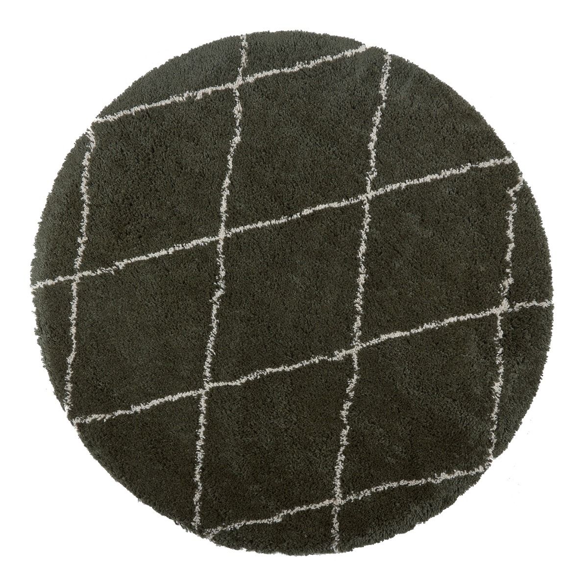 Interieur05 Vloerkleed Berber Kriskros Groen|Wit Rond 240cm