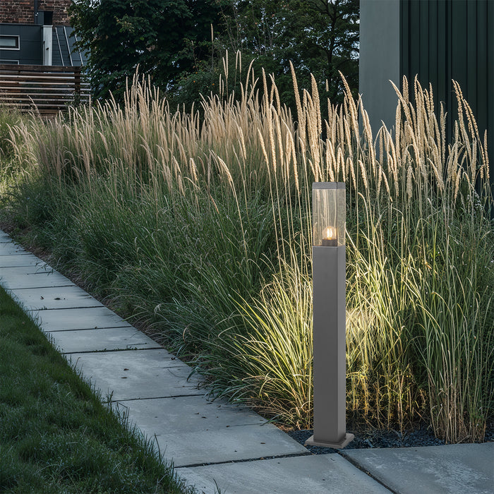 QAZQA Smart buitenlamp paal donkergrijs met smoke 80 cm incl. Wifi