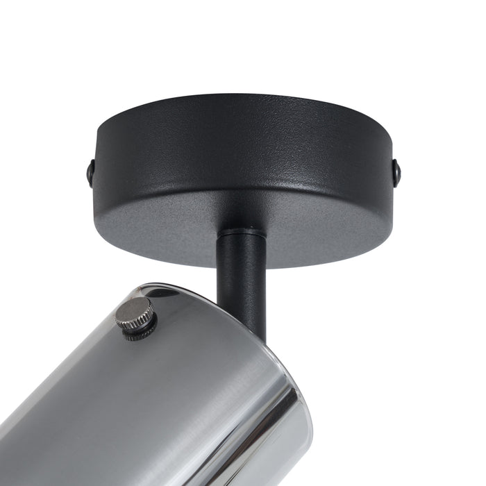 QAZQA Moderne plafondspot gunmetal met glas draai- en verstelbaar -