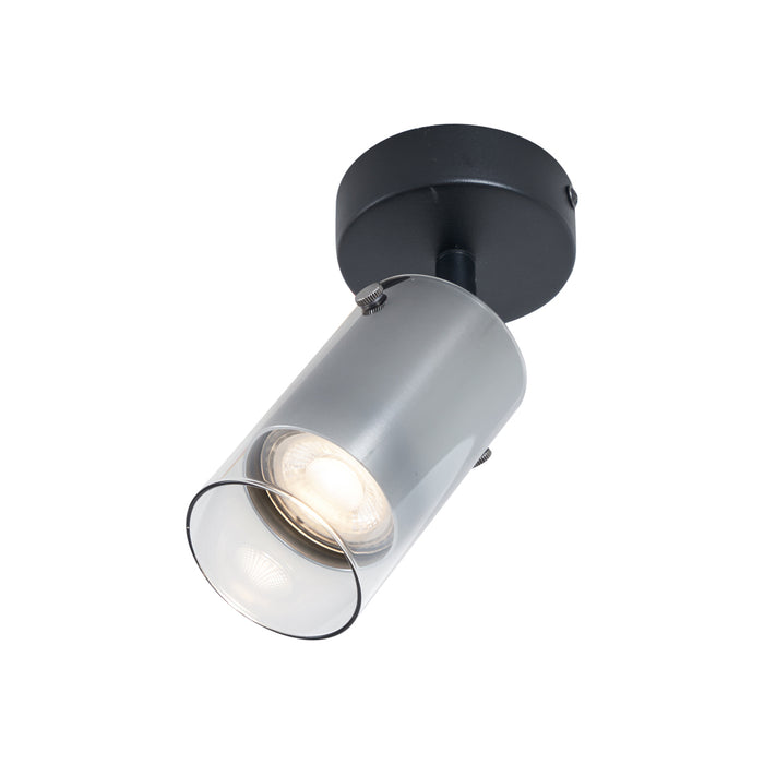 QAZQA Moderne plafondspot gunmetal met glas draai- en verstelbaar -