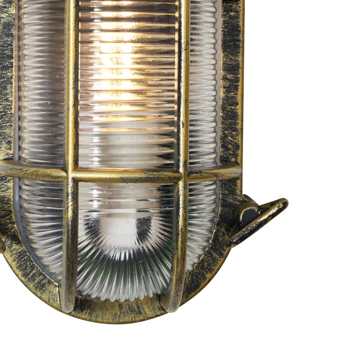 QAZQA Buiten wand- en plafondlamp antiek goud ovaal IP44 - Noutica