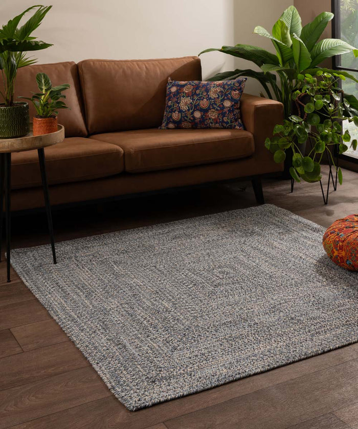 Boho&me Vloerkleed katoen vierkant - Joy blauw - 150x150 cm