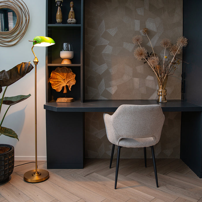 QAZQA Smart notaris vloerlamp brons met groen glas incl. Wifi A60 -