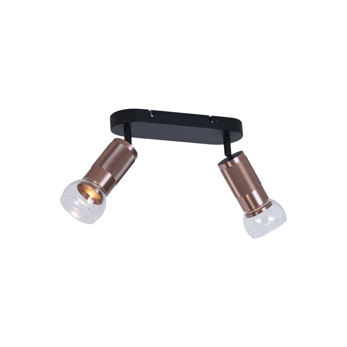 QAZQA Afgeronde plafondspot donker brons 2-lichts draai- en