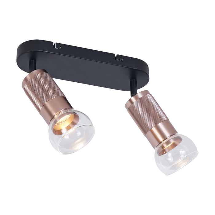 QAZQA Afgeronde plafondspot donker brons 2-lichts draai- en