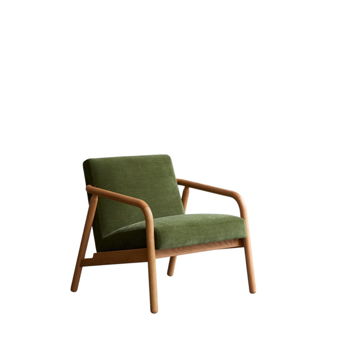 Tikamoon - Fauteuil van massief eikenhout en groen fluweel Axel