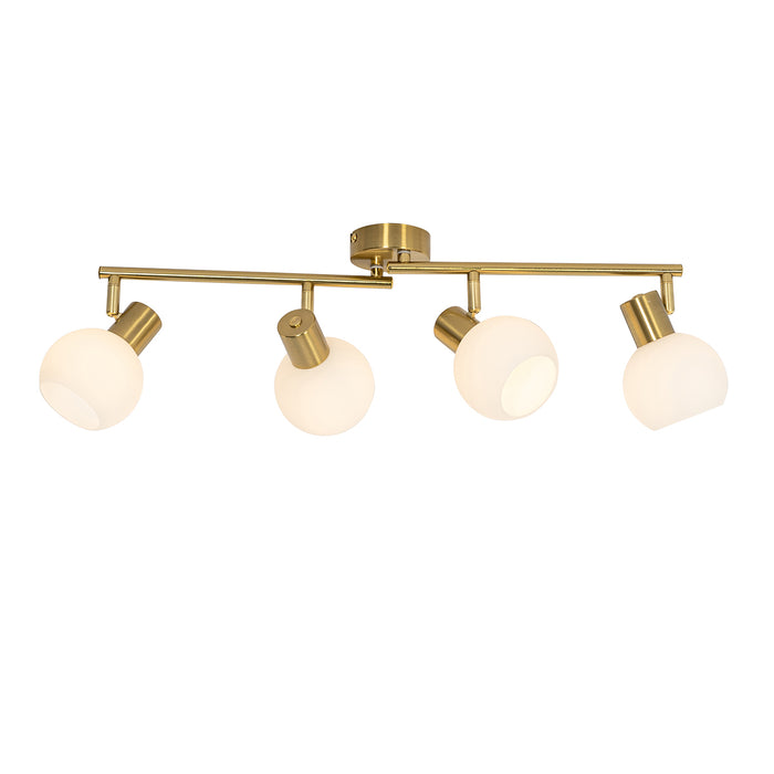 QAZQA Smart plafondspot goud met opaal glas 4-lichts verstelbaar