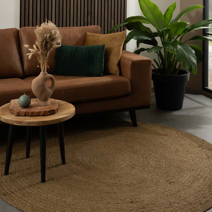 Boho&me Rond jute vloerkleed - Pure - olijfgroen [special edition] -