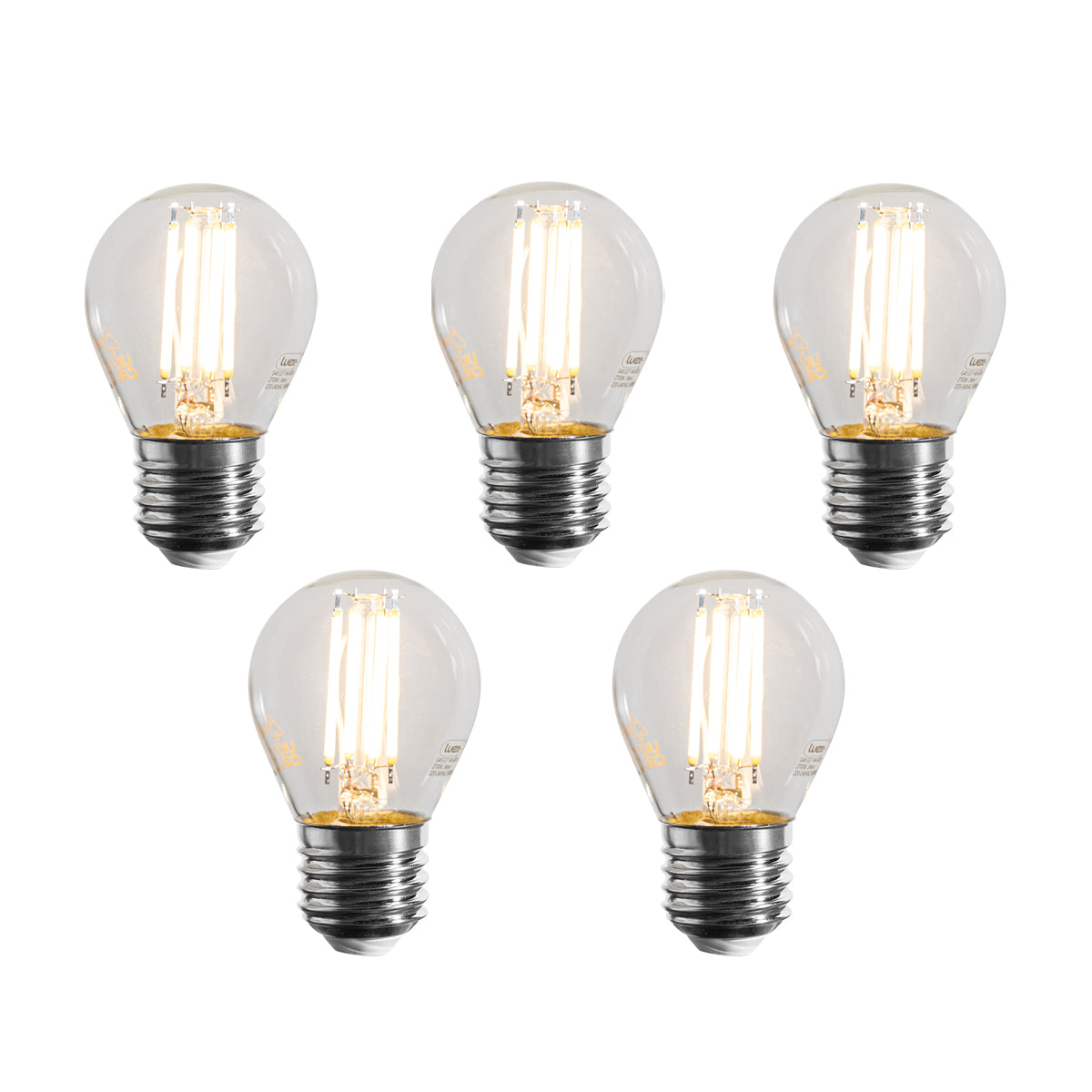 LUEDD Set van 5 E27 dimbare LED lampen filament G45 helder 4W 470 lm