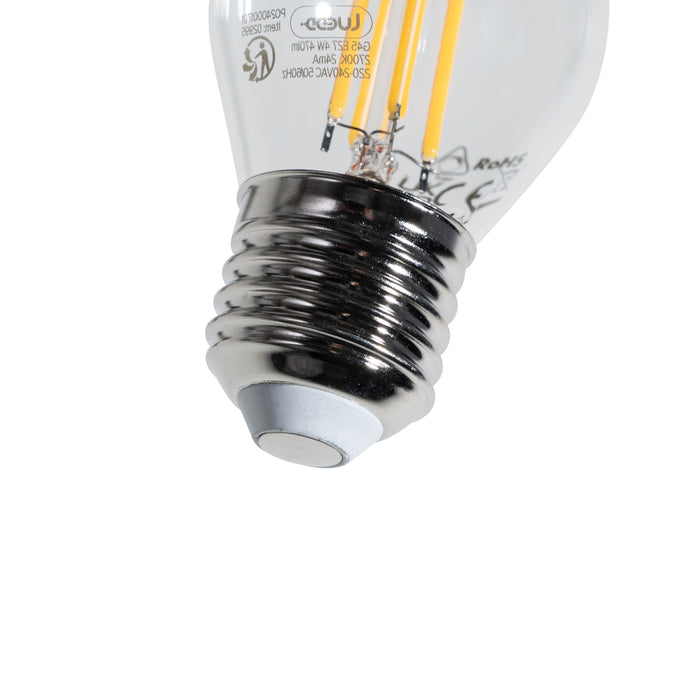 LUEDD Set van 5 E27 dimbare LED lampen filament G45 helder 4W 470 lm