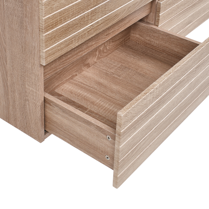 Beliani-URUCU-Wandgemonteerde dubbele wastafelkast-Lichtbruin-MDF