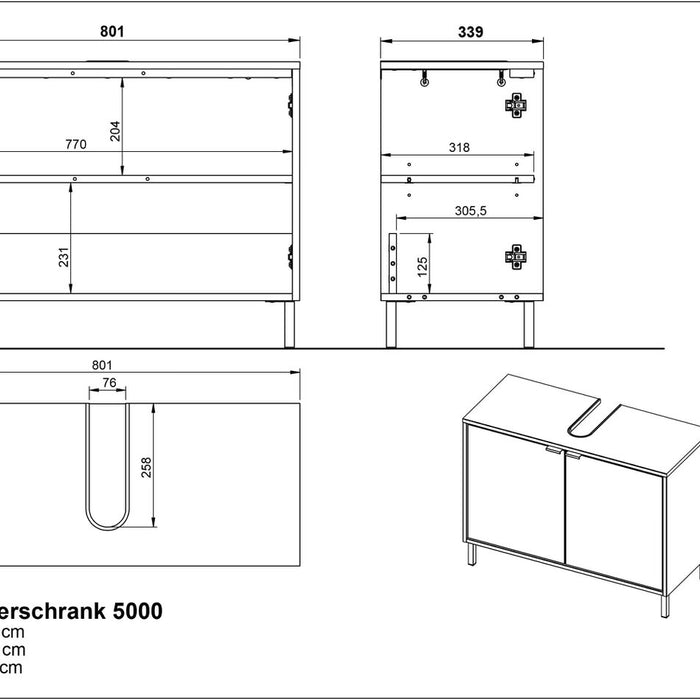 Germania Topeka Wit | Eiken Badmeubel Set Twee