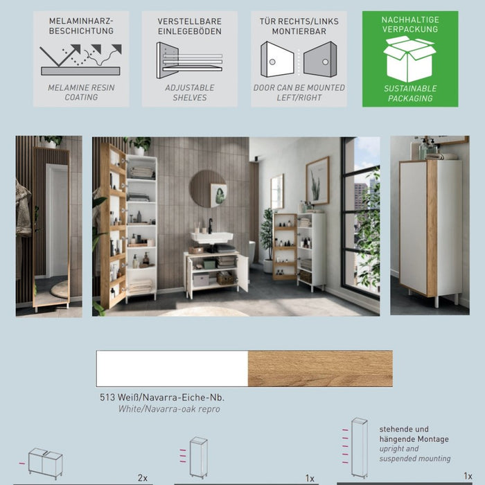 Germania Topeka Wit | Eiken Badmeubel Set Twee