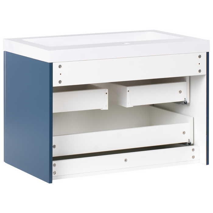 Beliani - LAGO - Wandgemonteerde wastafelkast - Donkerblauw - MDF