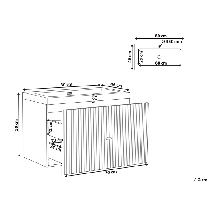 Beliani - LAGO - Wandgemonteerde wastafelkast - Donkerblauw - MDF