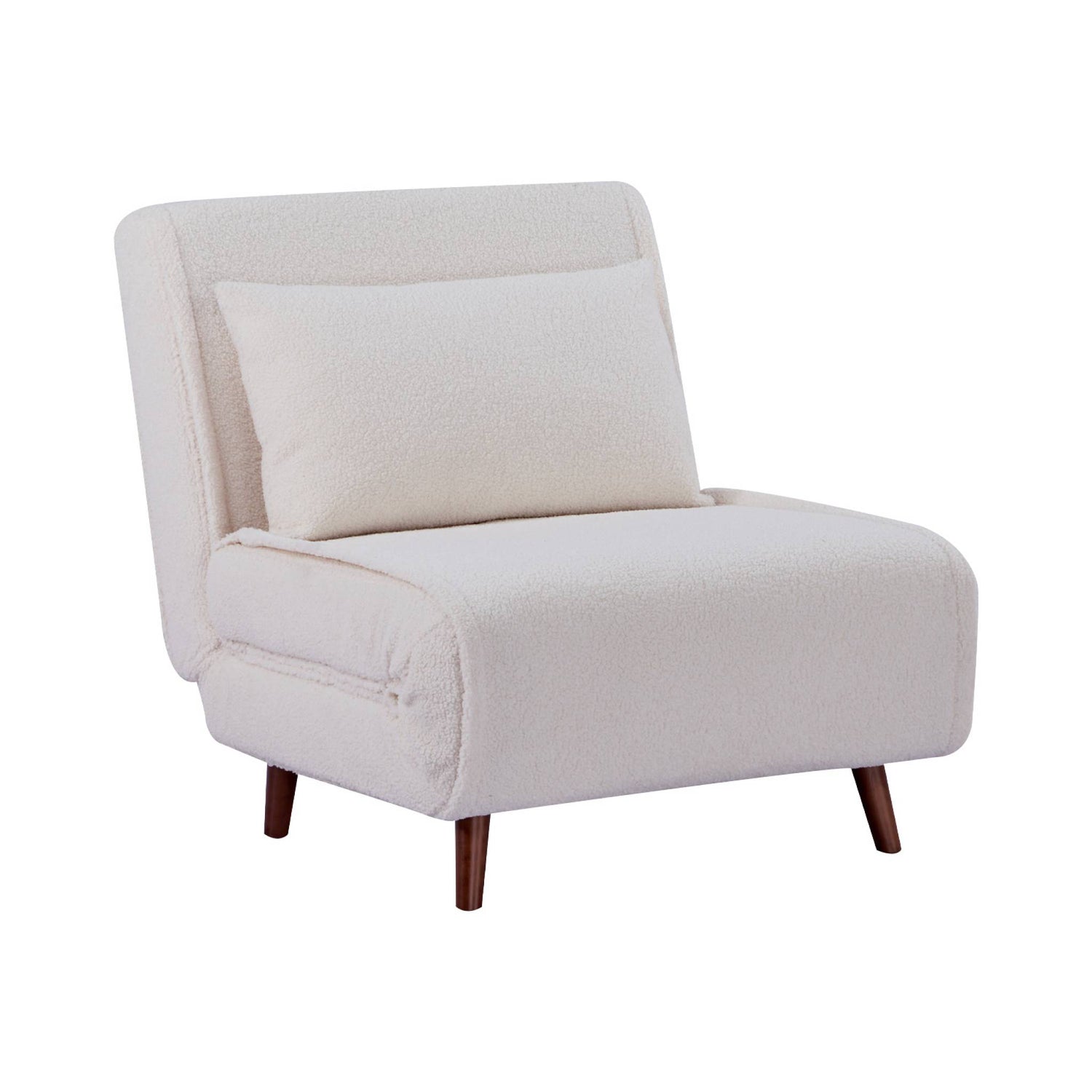 sweeek - Verstelbare fauteuil boucle houten poten 1 zitplaats