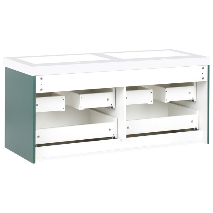 Beliani-LAGO-Wandgemonteerde dubbele wastafelkast-Smaragdgroen-MDF