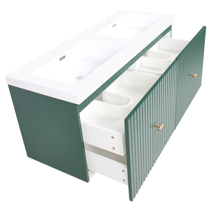 Beliani-LAGO-Wandgemonteerde dubbele wastafelkast-Smaragdgroen-MDF
