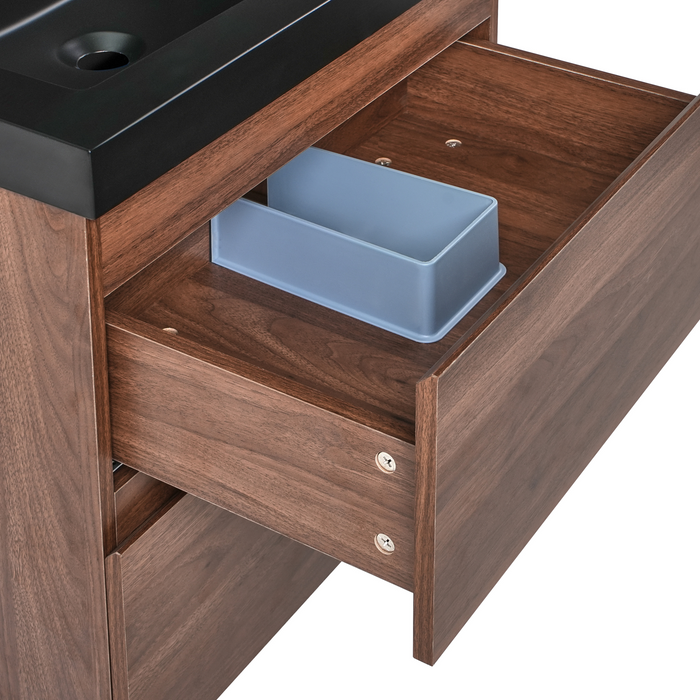 Beliani - CARDIEL - Wandgemonteerde wastafelkast - Donkerbruin - MDF