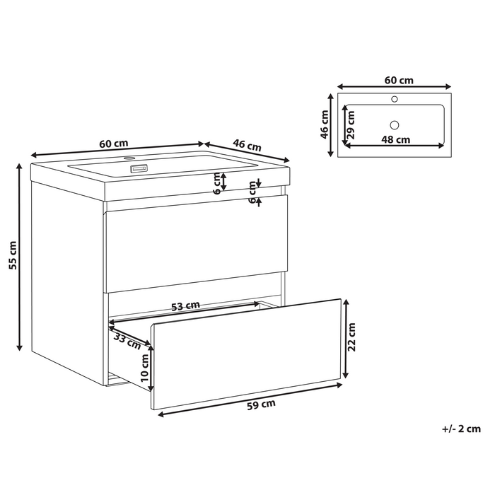 Beliani - CARDIEL - Wandgemonteerde wastafelkast - Donkerbruin - MDF