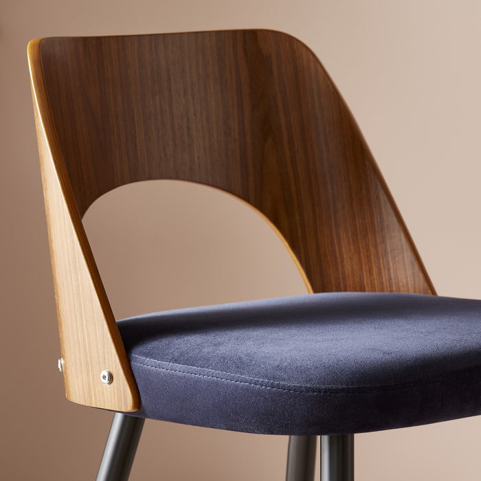 Signature - Barkruk AUSTIN - Blauw fluweel