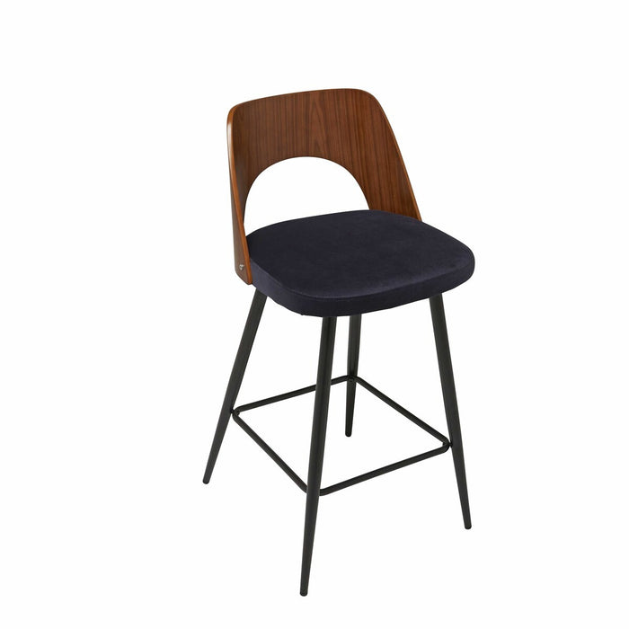 Signature - Barkruk AUSTIN - Blauw fluweel