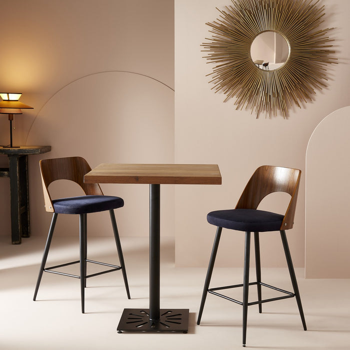 Signature - Barkruk AUSTIN - Blauw fluweel