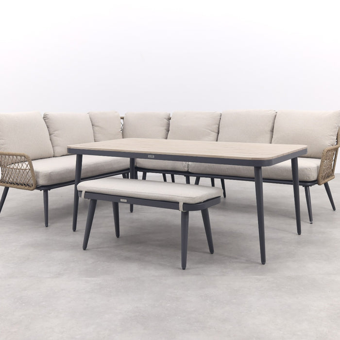 GI Allasio lounge-dining hoekset (6-delig) - Carbon black|Zand