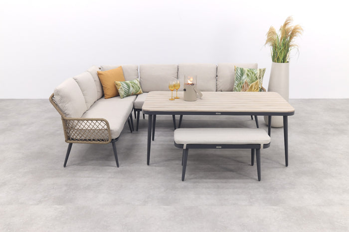 GI Allasio lounge-dining hoekset (6-delig) - Carbon black|Zand