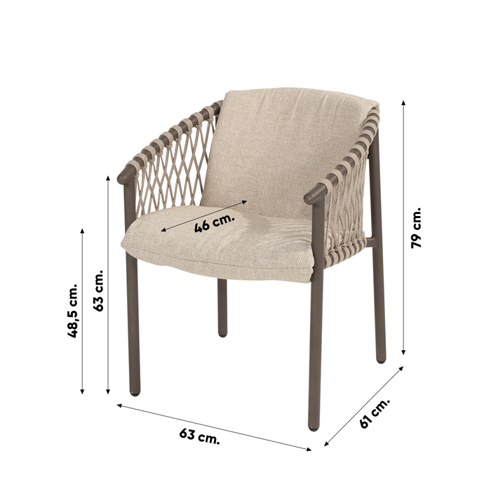 4-Seasons Allora dining tuinstoel - terre (1 stuk)