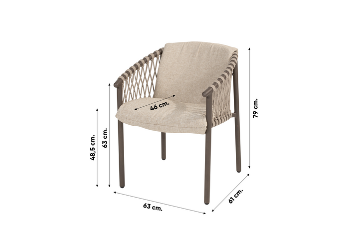 4-Seasons Allora dining tuinstoel - terre (1 stuk)