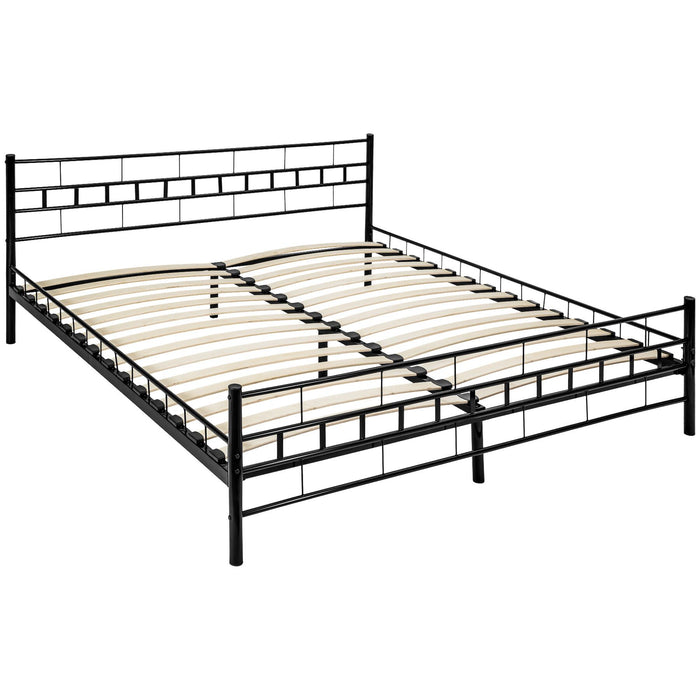 tectake® Metalen bed met lattenbodem in modern ontwerp - Zwart