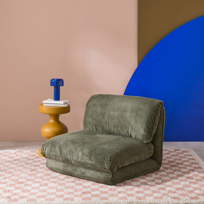 sweeek - Slaapfauteuil omvormbaar ribfluweel dikke rib 1 persoons Cosy