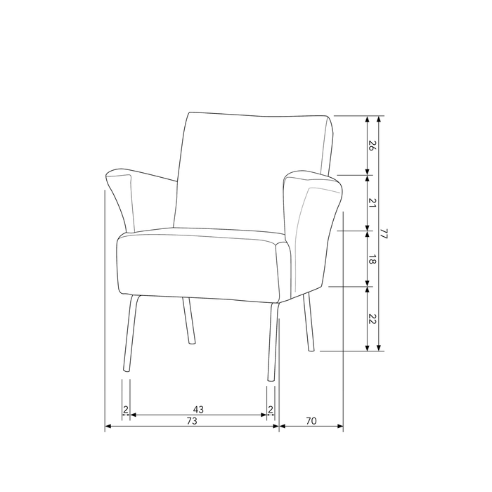 WOOOD Muse Fauteuil - Geweven stof - Naturel - 77x73x70