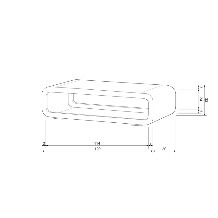 WOOOD Kin Salontafel - Hout - Naturel - 32x120x60