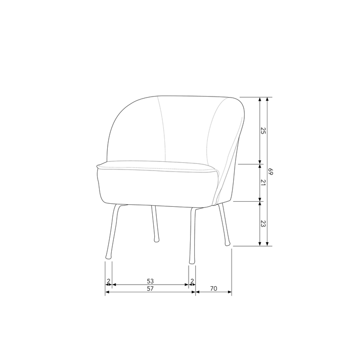 WOOOD Vogue Fauteuil - Geweven stof - Zand - 69x57x70