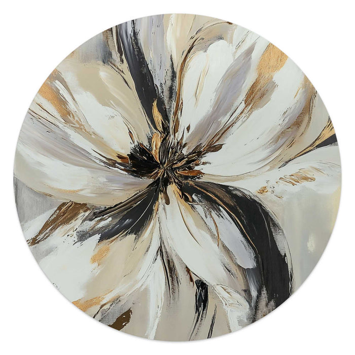 Reinders - Stijlvolle bloem - Glasschilderij Ø 50 cm - Beige