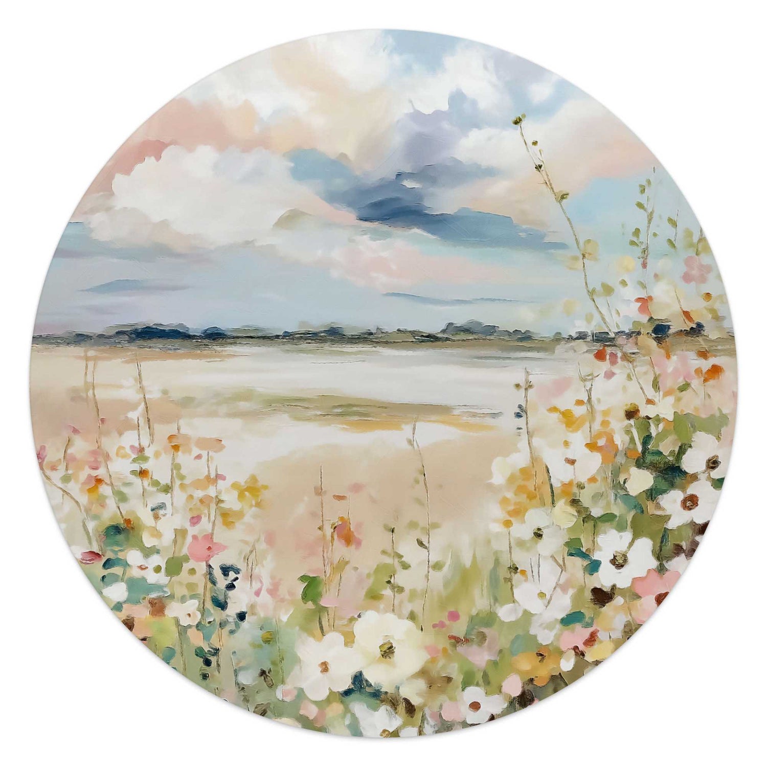 Reinders - Lente horizon - Glasschilderij Ø 50 cm - Beige