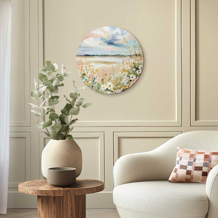 Reinders - Lente horizon - Glasschilderij Ø 50 cm - Beige