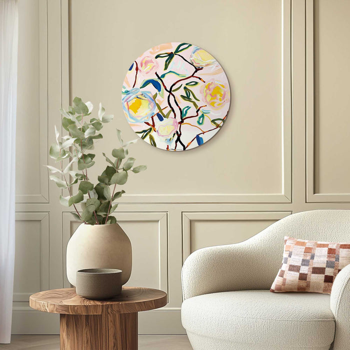 Reinders - Abstracte Bloesem - Glasschilderij Ø 50 cm - Bont