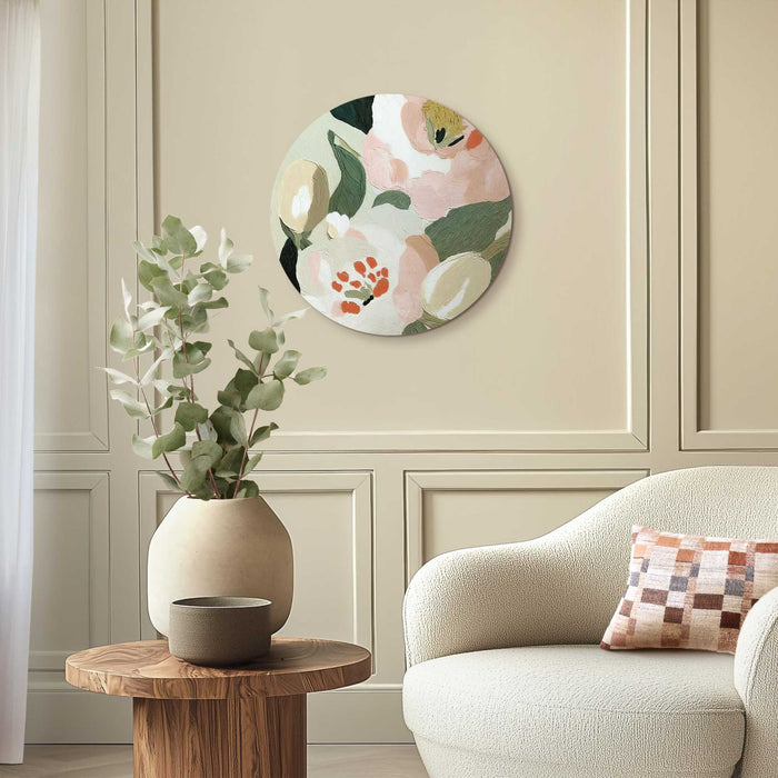 Reinders - Pastel bloemen - Glasschilderij Ø 50 cm - Groen