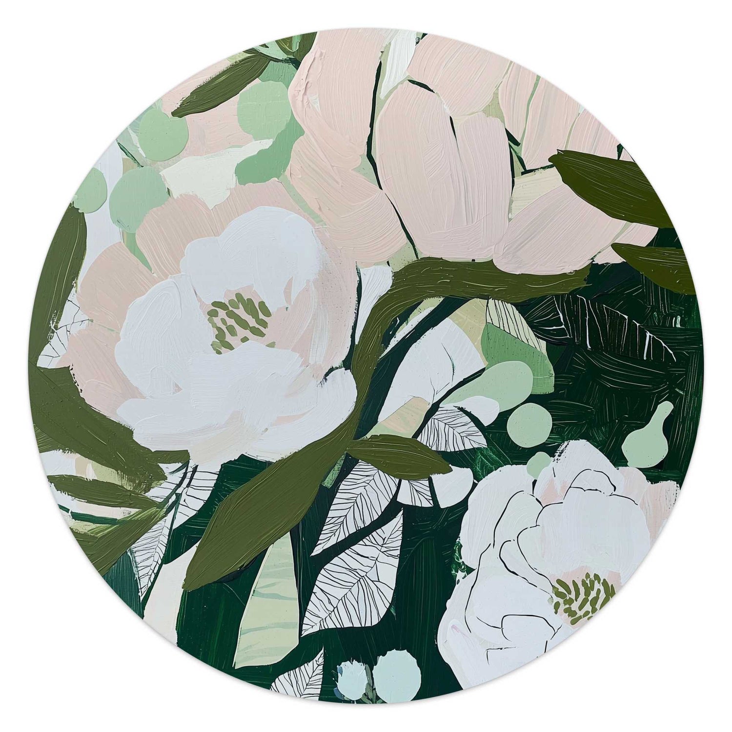 Reinders - Bloemen in bloei - Glasschilderij Ø 50 cm - Groen