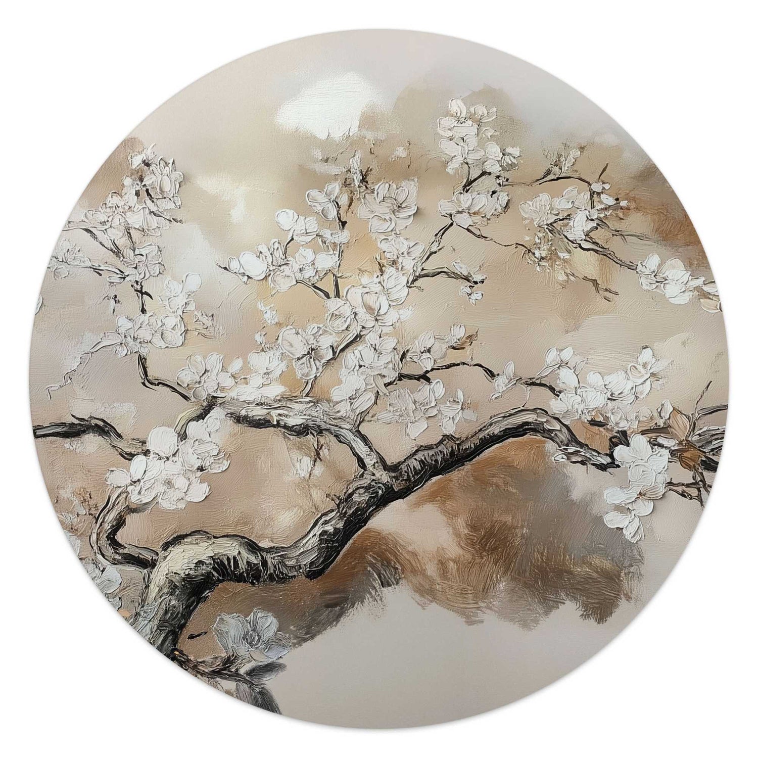 Reinders - Boom in bloei - Glasschilderij Ø 50 cm - Beige