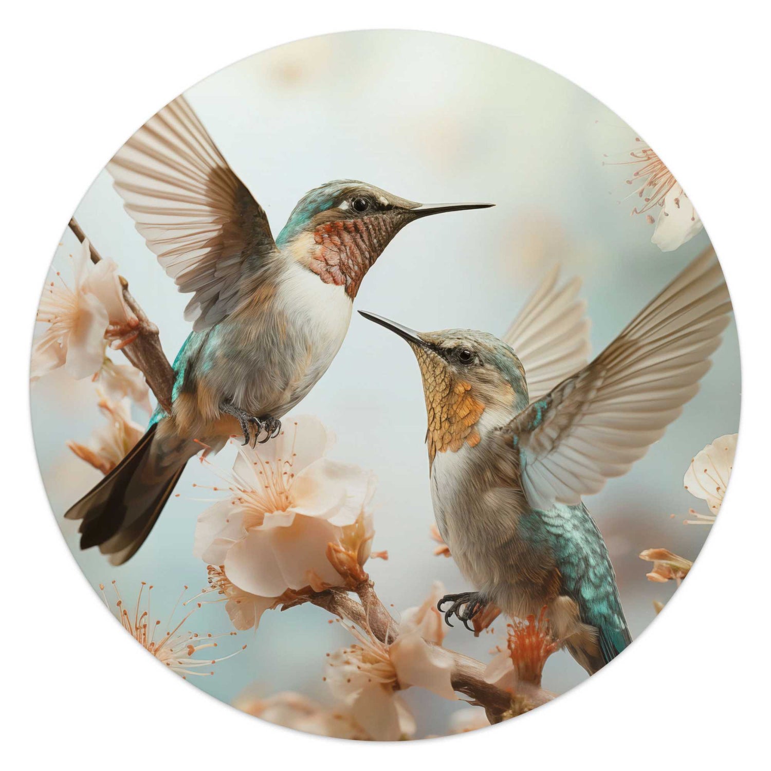 Reinders - Kolibri in de lente - Glasschilderij Ø 50 cm - Beige