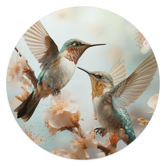 Reinders - Kolibri in de lente - Glasschilderij Ø 50 cm - Beige