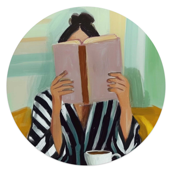 Reinders - Lees- en koffiepauze - Glasschilderij Ø 50 cm - Roze