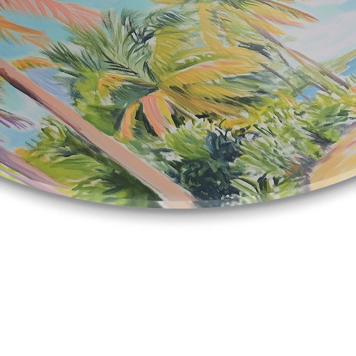 Reinders - Pad tussen de palmbomen - Glasschilderij Ø 50 cm - Groen